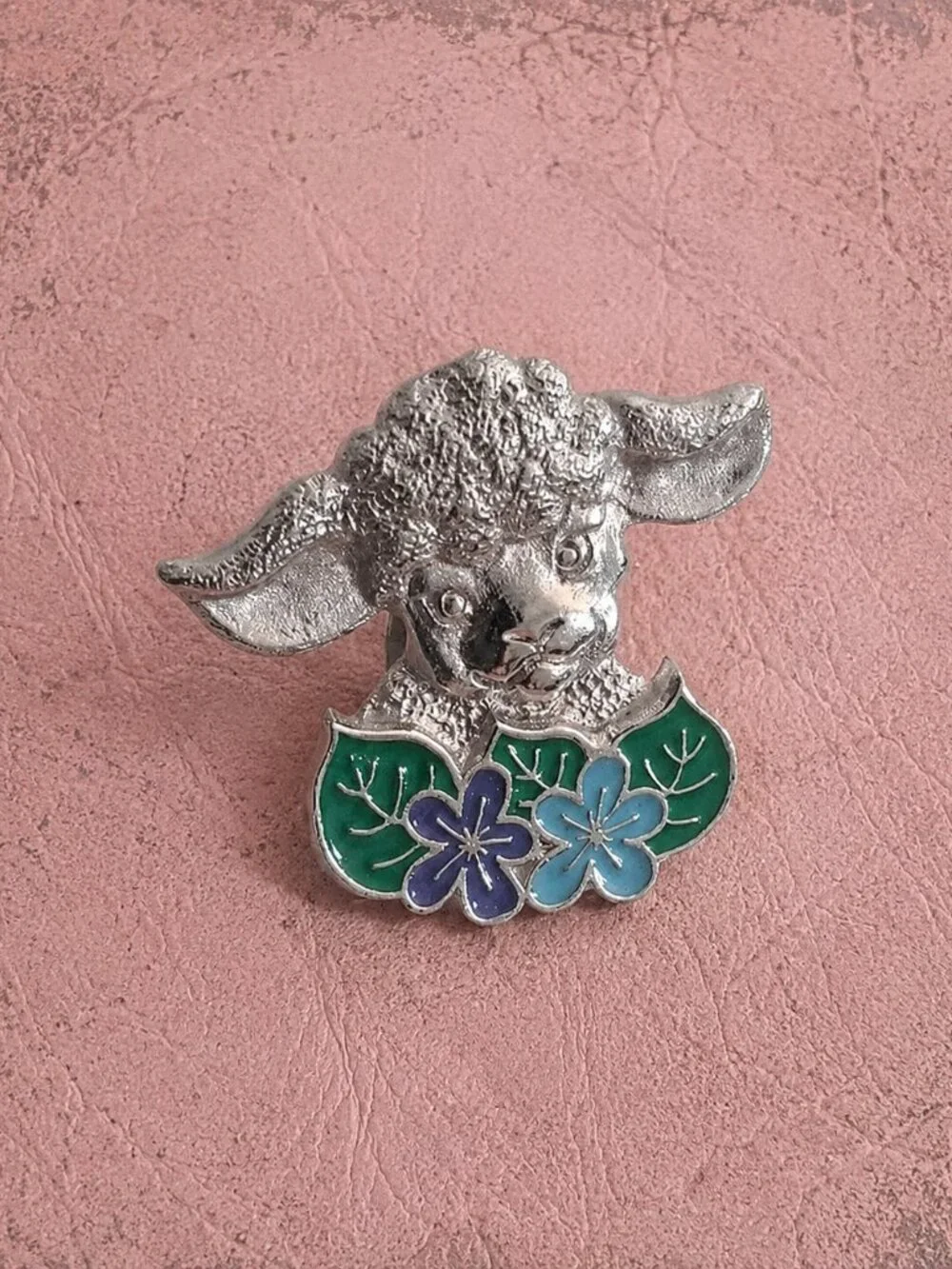 Botanical Lamb Vintage Sheep Violet Flowers Vintage Lapel Pin Brooch Set (2)